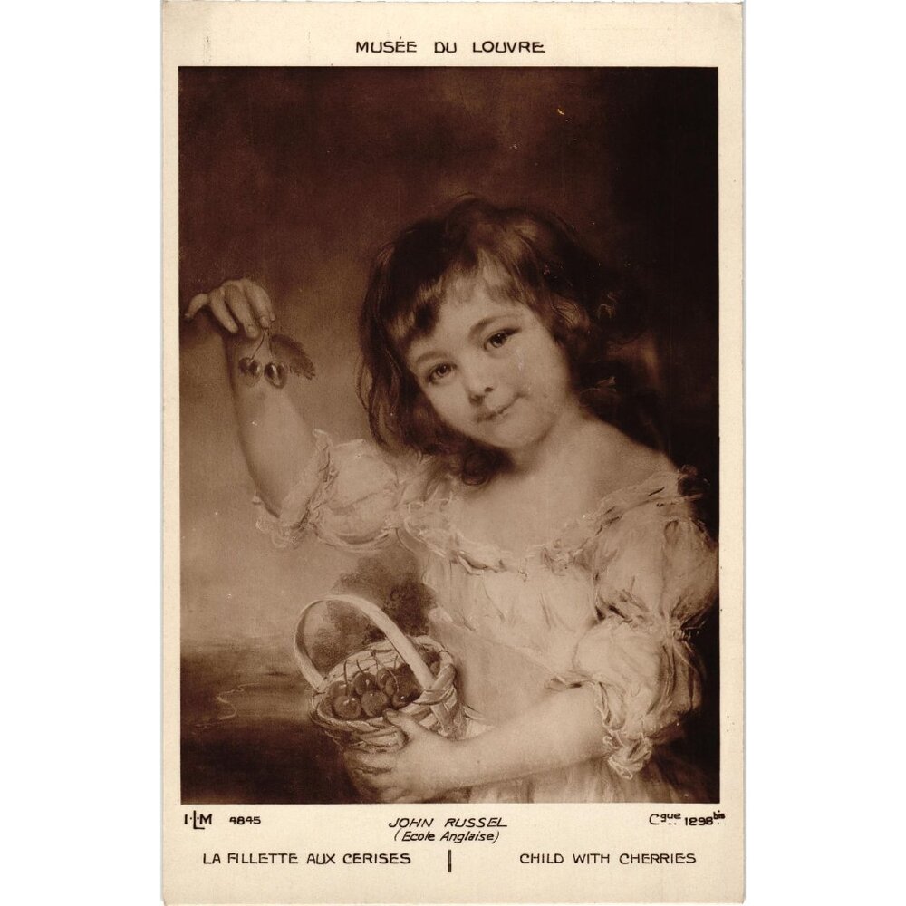 John Russel Child With Cherries Postcard Musée Du Louvre Printed In Paris